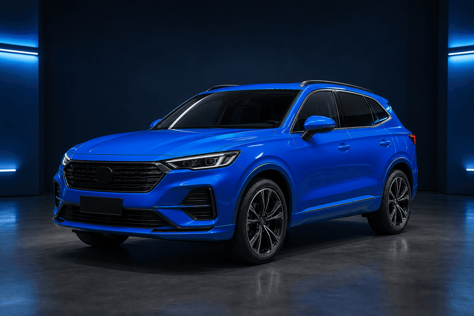 Blue dealership SUV prepared for a SellFlow inventory listing